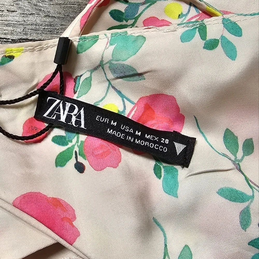 ZARA Floral Tie Back Criss Cross Handkerchief Crop Top Size M - Picture 10 of 11